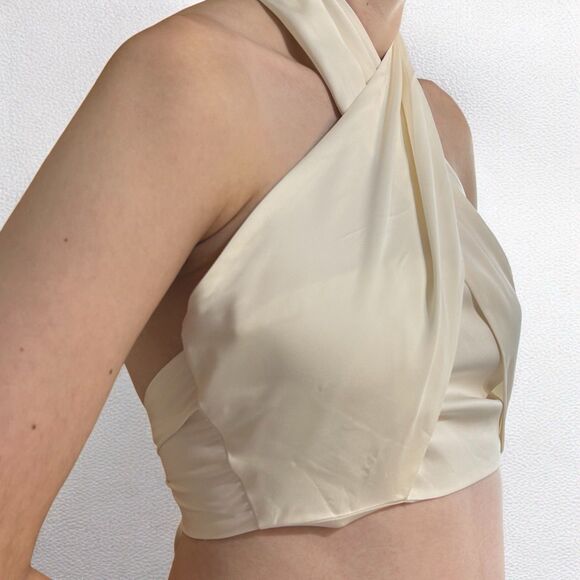 Reiss Cropped Halter Wrap Occasion Top in White Size 4 $170 - Picture 2 of 9